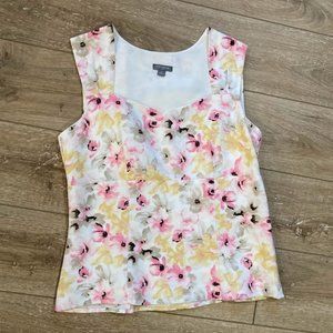 Ann Taylor Pink and Yellow Floral Sleeveless Blouse Size 2